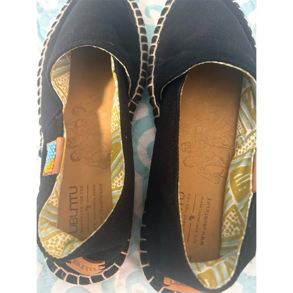 Ubuntu Life Slip-On Espadrille Flats Womens US 7W Black Cushioned Insole - Picture 7 of 9